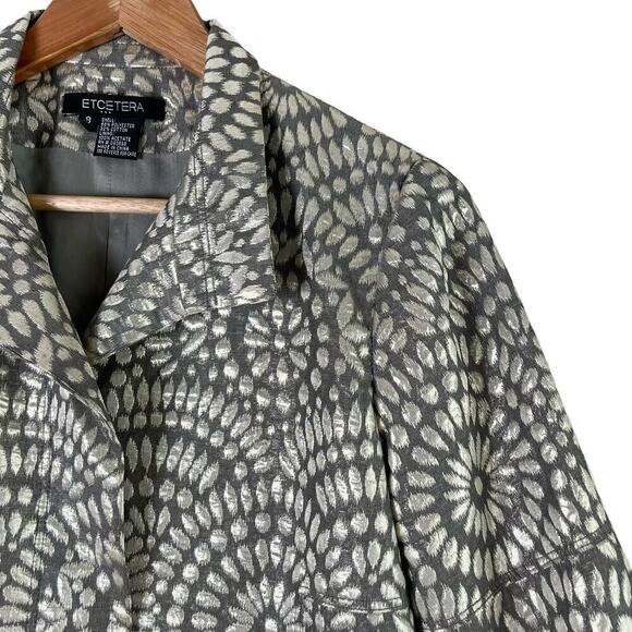 ETCETERA Metallic Floral Jacquard Blazer Jacket in Silver & Grey, Size‎ 8 - Picture 4 of 12